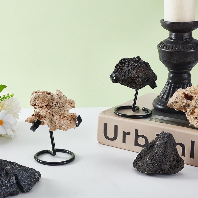 AHANDMAKER 2Pcs Crystal Ball Holder, Black Iron Arms Display Stand Sphere Display Holder for Small Gemstones Geodes Mineral Agate Home Office Decor, 8.05x2.44x3.46 inch - Image 4